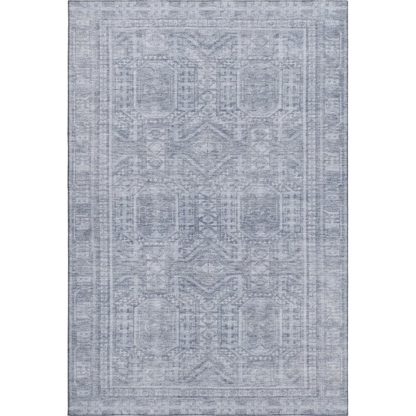 HomeRoots 5' X 8' Sky Blue & Gray Geometric Area Rug – Washable, Durable, UV Protected for Stylish Living Spaces 708141