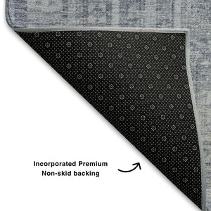 HomeRoots 5' X 8' Sky Blue & Gray Geometric Area Rug – Washable, Durable, UV Protected for Stylish Living Spaces 708141