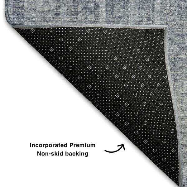HomeRoots 5' X 8' Sky Blue & Gray Geometric Area Rug – Washable, Durable, UV Protected for Stylish Living Spaces 708141