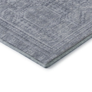 HomeRoots 5' X 8' Sky Blue & Gray Geometric Area Rug – Washable, Durable, UV Protected for Stylish Living Spaces 708141