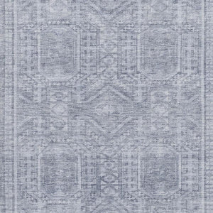 HomeRoots 5' X 8' Sky Blue & Gray Geometric Area Rug – Washable, Durable, UV Protected for Stylish Living Spaces 708141