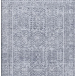 HomeRoots 5' X 8' Sky Blue & Gray Geometric Area Rug – Washable, Durable, UV Protected for Stylish Living Spaces 708141