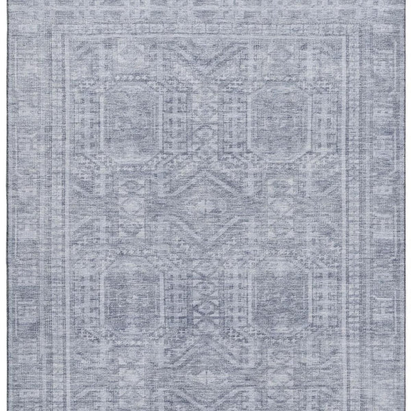 HomeRoots 5' X 8' Sky Blue & Gray Geometric Area Rug – Washable, Durable, UV Protected for Stylish Living Spaces 708141