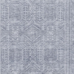 HomeRoots 8' Sky Blue and Gray Geometric Washable Round Rug - Stylish, Stain Resistant, UV Protected Home Accent 708142
