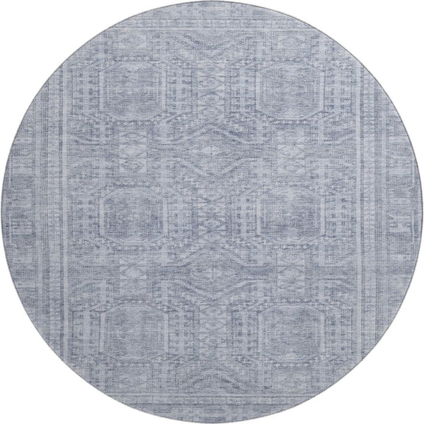 HomeRoots 8' X 10' Sky Blue & Gray Geometric Area Rug - Washable, Stain-Resistant, UV-Protected, Stylish Design 708143