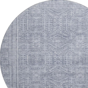 HomeRoots 8' X 10' Sky Blue & Gray Geometric Area Rug - Washable, Stain-Resistant, UV-Protected, Stylish Design 708143