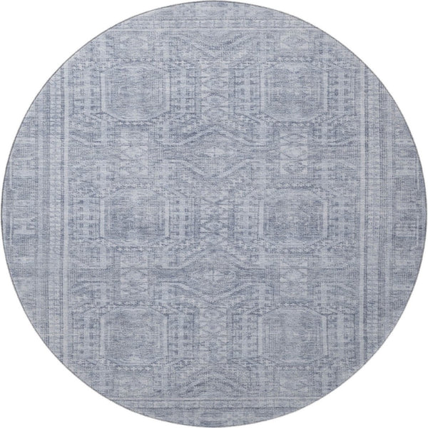 HomeRoots 8' X 10' Sky Blue & Gray Geometric Area Rug - Washable, Stain-Resistant, UV-Protected, Stylish Design 708143