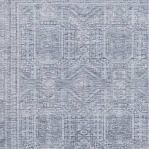 HomeRoots 9' X 12' Sky Blue and Gray Geometric Area Rug – Washable, UV Protected, Perfect for Kids & Pets! 708144
