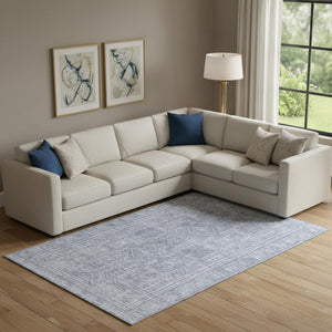 HomeRoots 10' X 14' Sky Blue & Gray Geometric Area Rug - Washable, UV-Protected, Non-Slip for Busy Homes 708145