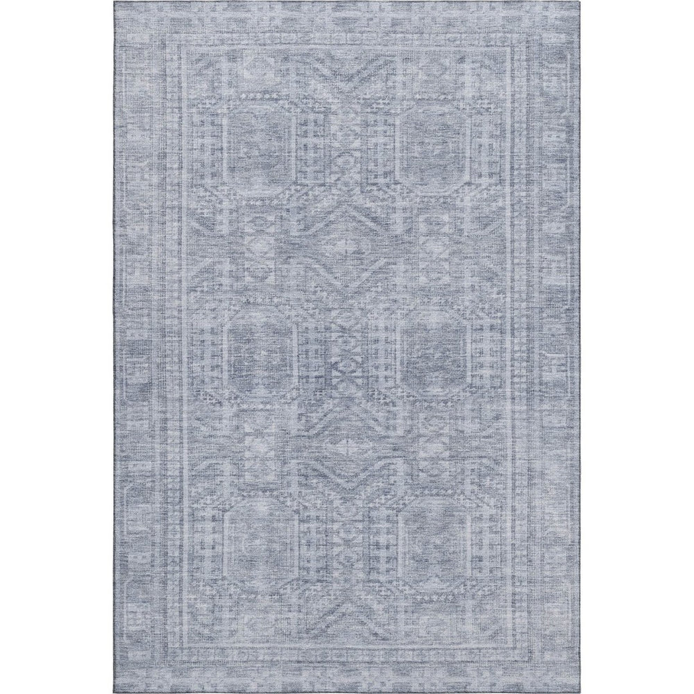 HomeRoots 10' X 14' Sky Blue & Gray Geometric Area Rug - Washable, UV-Protected, Non-Slip for Busy Homes 708145