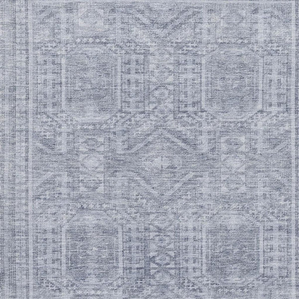 HomeRoots 10' X 14' Sky Blue & Gray Geometric Area Rug - Washable, UV-Protected, Non-Slip for Busy Homes 708145