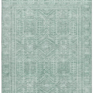 HomeRoots 8' Teal And Aqua Geometric Washable Round Rug - Stylish, Durable, UV-Protected for Modern Homes 708148