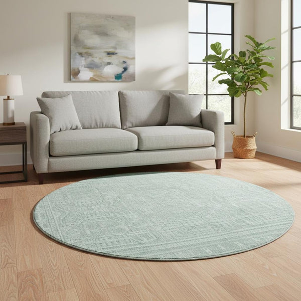 HomeRoots 8' X 10' Teal & Aqua Geometric Area Rug - Washable, UV Protected, Durable & Non-Slip for Homes 708149