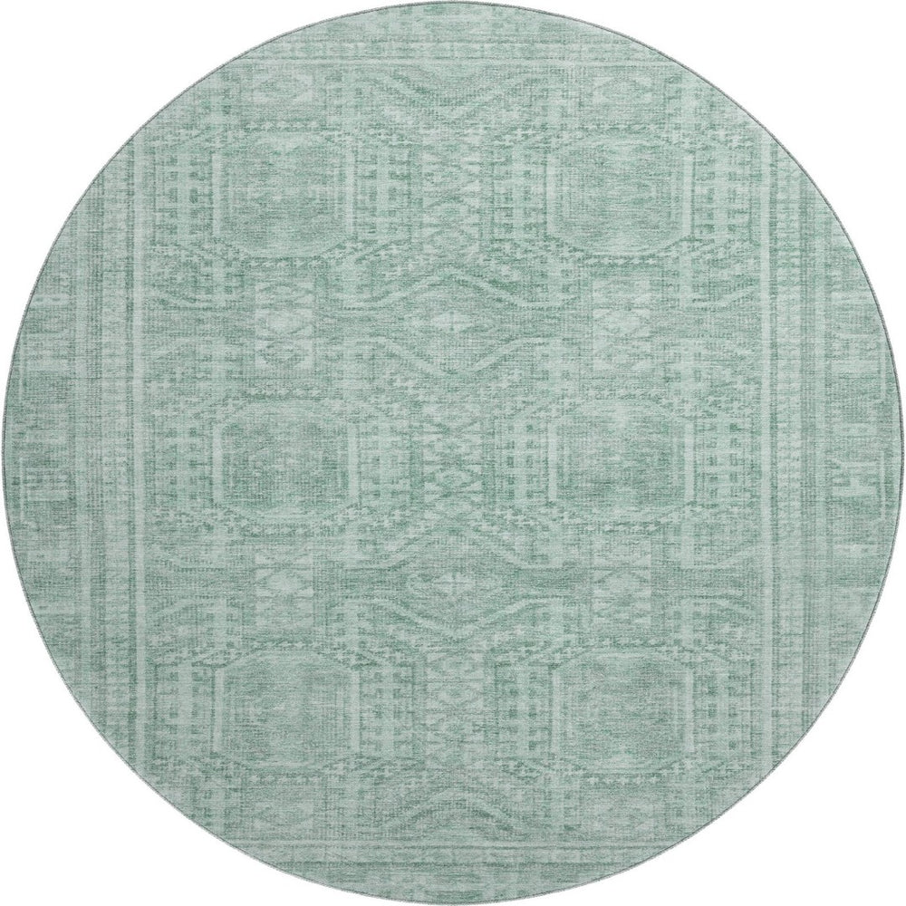 HomeRoots 8' X 10' Teal & Aqua Geometric Area Rug - Washable, UV Protected, Durable & Non-Slip for Homes 708149