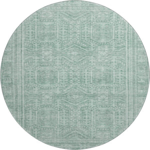 HomeRoots 8' X 10' Teal & Aqua Geometric Area Rug - Washable, UV Protected, Durable & Non-Slip for Homes 708149
