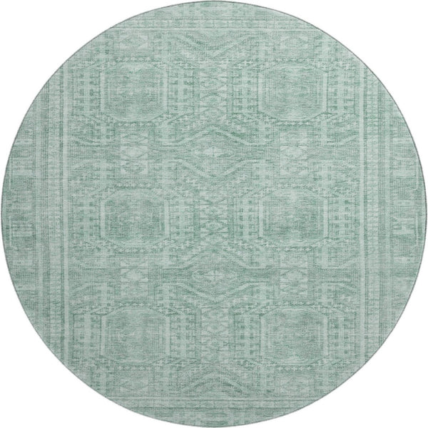HomeRoots 8' X 10' Teal & Aqua Geometric Area Rug - Washable, UV Protected, Durable & Non-Slip for Homes 708149