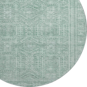 HomeRoots 8' X 10' Teal & Aqua Geometric Area Rug - Washable, UV Protected, Durable & Non-Slip for Homes 708149