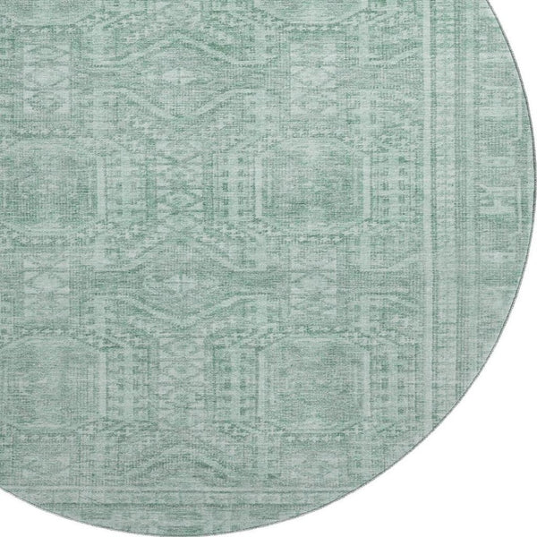 HomeRoots 8' X 10' Teal & Aqua Geometric Area Rug - Washable, UV Protected, Durable & Non-Slip for Homes 708149