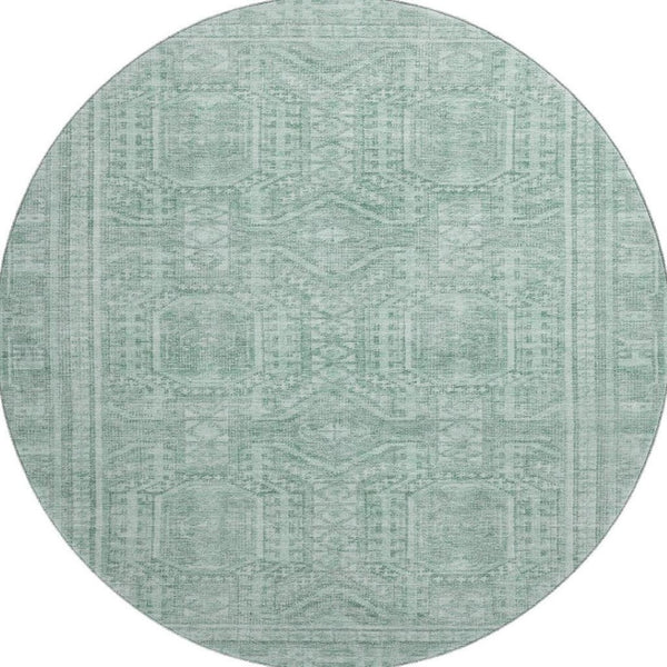 HomeRoots 8' X 10' Teal & Aqua Geometric Area Rug - Washable, UV Protected, Durable & Non-Slip for Homes 708149