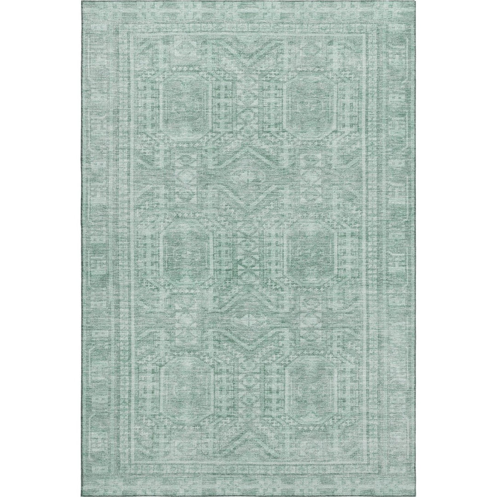 HomeRoots 9' X 12' Teal And Aqua Geometric Area Rug - Stylish, Washable, UV-Protected & Stain Resistant! 708150