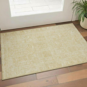 HomeRoots 5' X 8' Wheat And Beige Geometric Area Rug – Washable, UV-Protected, Durable for Family Living Spaces! 708153