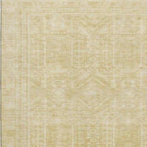 HomeRoots 5' X 8' Wheat And Beige Geometric Area Rug – Washable, UV-Protected, Durable for Family Living Spaces! 708153