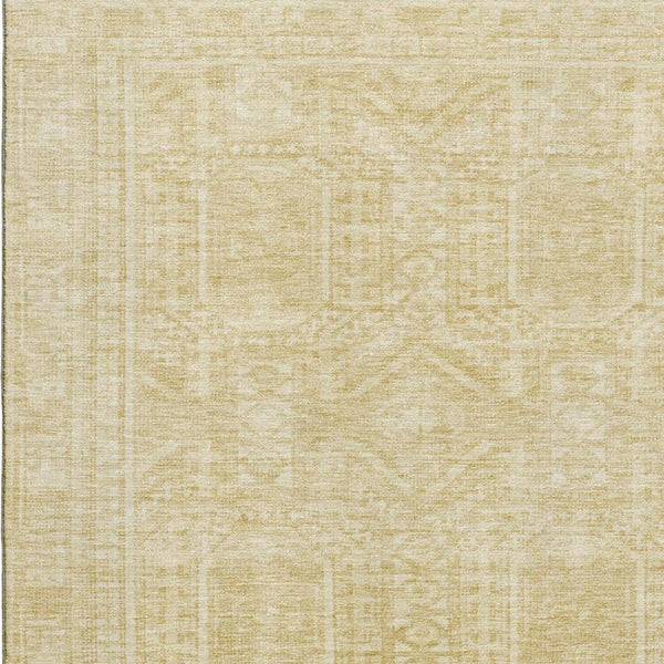 HomeRoots 5' X 8' Wheat And Beige Geometric Area Rug – Washable, UV-Protected, Durable for Family Living Spaces! 708153