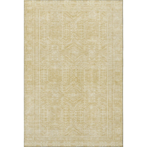 HomeRoots 8' Wheat and Beige Round Rug - Washable, UV-Protected, Stylish Geometric Design for Busy Homes 708154