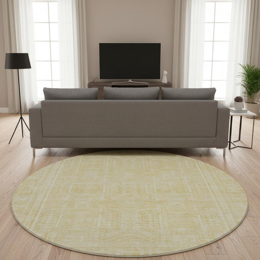HomeRoots 8' X 10' Contemporary Wheat & Beige Geometric Washable Area Rug with UV Protection for Homes 708155