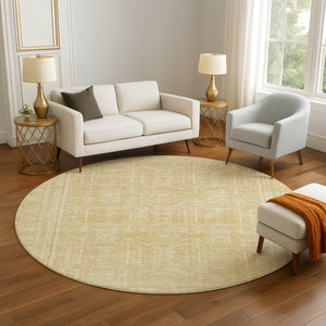 HomeRoots 8' X 10' Contemporary Wheat & Beige Geometric Washable Area Rug with UV Protection for Homes 708155