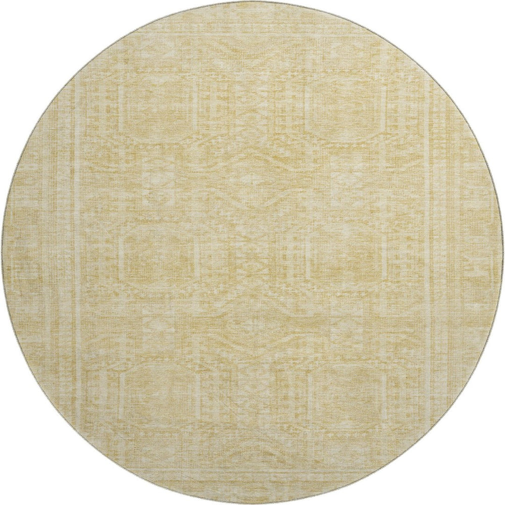 HomeRoots 8' X 10' Contemporary Wheat & Beige Geometric Washable Area Rug with UV Protection for Homes 708155