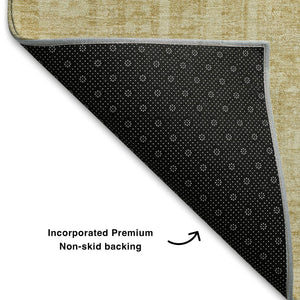 HomeRoots 8' X 10' Contemporary Wheat & Beige Geometric Washable Area Rug with UV Protection for Homes 708155