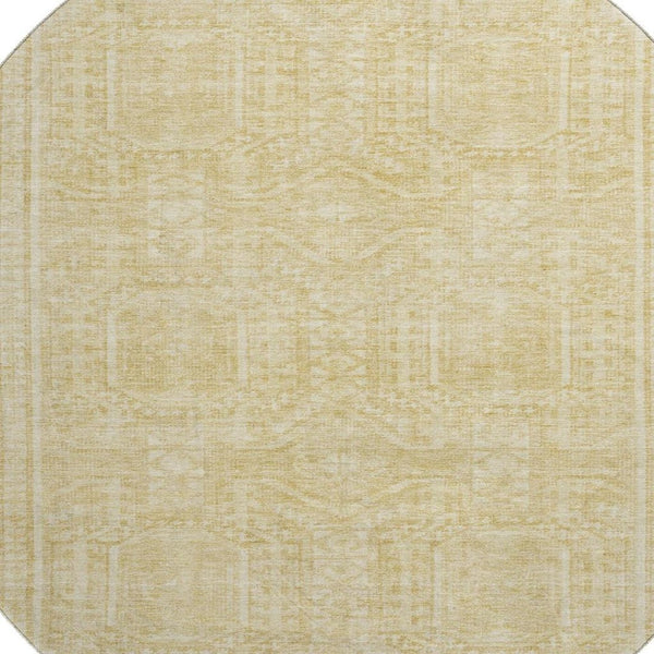 HomeRoots 8' X 10' Contemporary Wheat & Beige Geometric Washable Area Rug with UV Protection for Homes 708155