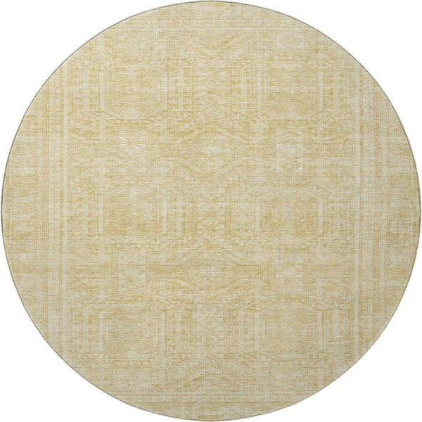 HomeRoots 8' X 10' Contemporary Wheat & Beige Geometric Washable Area Rug with UV Protection for Homes 708155