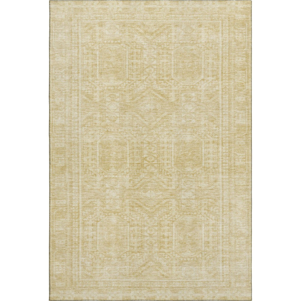 HomeRoots 9' x 12' Wheat and Beige Geometric Area Rug - Washable, UV-Protected, Stain-Resistant for High-Traffic Spaces 708156