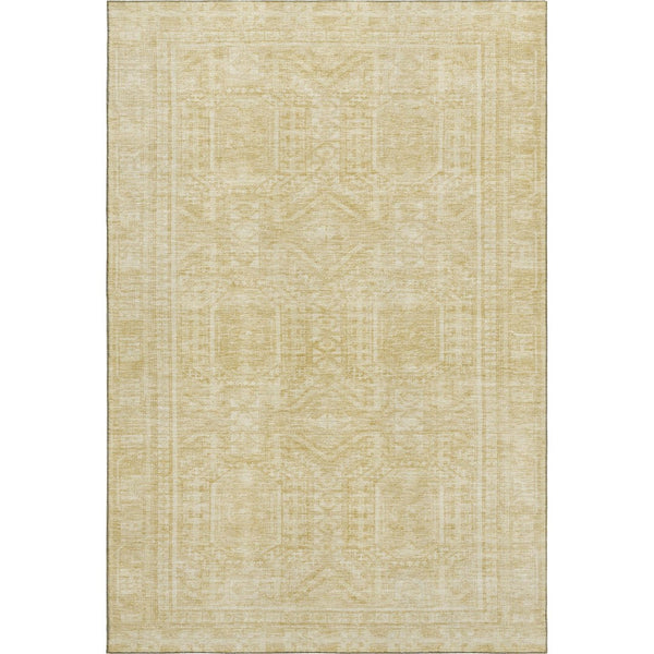 HomeRoots 9' x 12' Wheat and Beige Geometric Area Rug - Washable, UV-Protected, Stain-Resistant for High-Traffic Spaces 708156