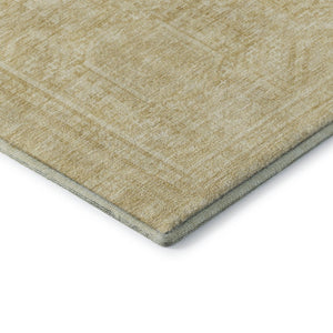 HomeRoots 9' x 12' Wheat and Beige Geometric Area Rug - Washable, UV-Protected, Stain-Resistant for High-Traffic Spaces 708156