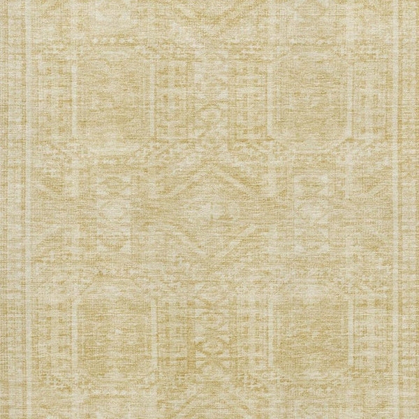 HomeRoots 9' x 12' Wheat and Beige Geometric Area Rug - Washable, UV-Protected, Stain-Resistant for High-Traffic Spaces 708156