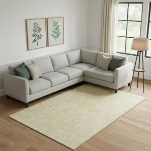 HomeRoots 10' X 14' Wheat & Beige Geometric Area Rug - Washable, UV Protected, and Perfect for Families! 708157