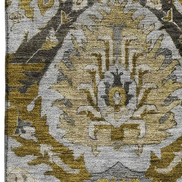 HomeRoots 5' X 8' Ikat Area Rug in Brown & Gray – Durable, Washable, UV Protected, Stain Resistant & Non-Slip 708159