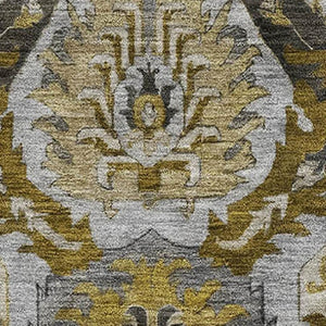 HomeRoots 8' Washable Brown and Gray Ikat Round Rug with UV Protection – Durable, Stylish, and Easy to Clean! 708160
