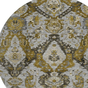 HomeRoots 8' X 10' Ikat Washable Area Rug in Brown & Gray - Stain-Resistant, UV Protected, Non-Slip Backing 708161