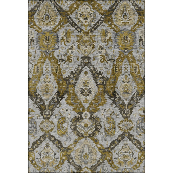 HomeRoots 10' X 14' Ikat Area Rug in Brown & Gray – Washable, UV-Protected, Stain-Resistant for Busy Homes 708163