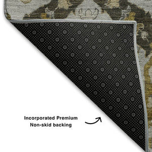 HomeRoots 10' X 14' Ikat Area Rug in Brown & Gray – Washable, UV-Protected, Stain-Resistant for Busy Homes 708163
