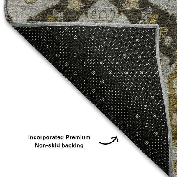 HomeRoots 10' X 14' Ikat Area Rug in Brown & Gray – Washable, UV-Protected, Stain-Resistant for Busy Homes 708163