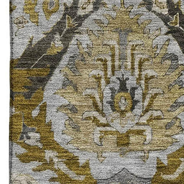 HomeRoots 10' X 14' Ikat Area Rug in Brown & Gray – Washable, UV-Protected, Stain-Resistant for Busy Homes 708163
