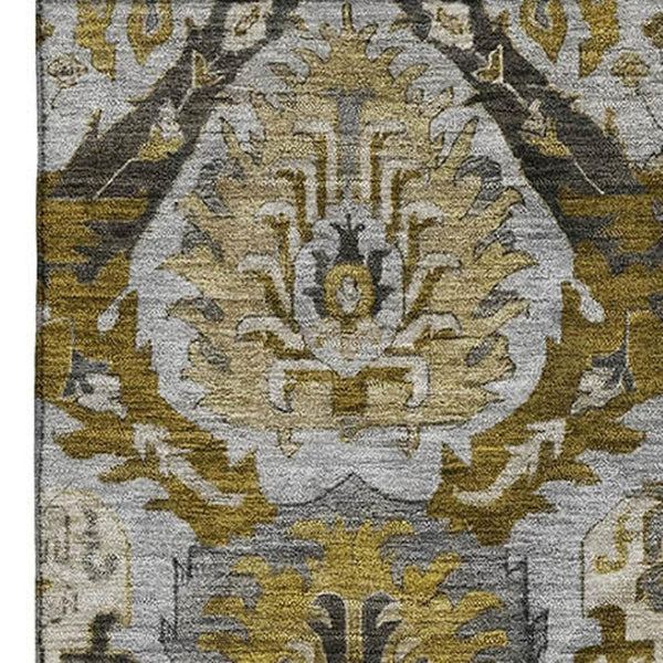 HomeRoots 10' X 14' Ikat Area Rug in Brown & Gray – Washable, UV-Protected, Stain-Resistant for Busy Homes 708163