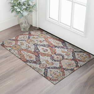 HomeRoots 5' X 8' Blue Copper Ikat Area Rug – Stylish, Washable, UV Protected, Durable for High-Traffic Areas 708165