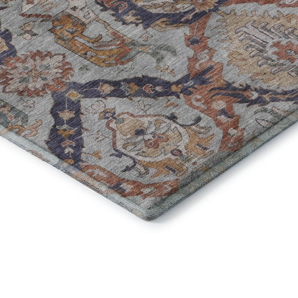 HomeRoots 5' X 8' Blue Copper Ikat Area Rug – Stylish, Washable, UV Protected, Durable for High-Traffic Areas 708165