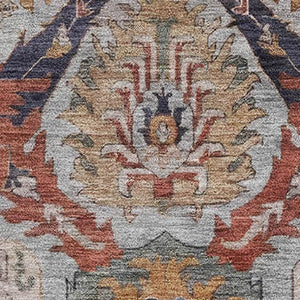 HomeRoots 5' X 8' Blue Copper Ikat Area Rug – Stylish, Washable, UV Protected, Durable for High-Traffic Areas 708165